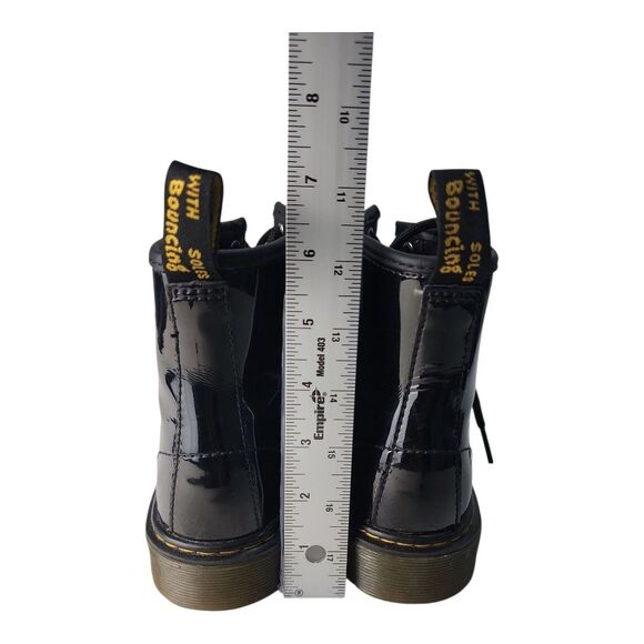 Dr. Doc Martens Air Wair Lace Up Boots 1460 J Sz B 4 G 5 Black Patent Leather - Picture 3 of 7